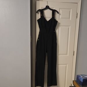 Unique Vintage Black Jumpsuit with Gold Accents